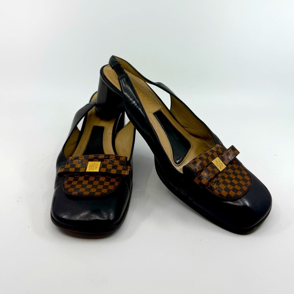 Authentic Louis Vuitton Pumps Heel Damier Leather Women's Heels Size 6